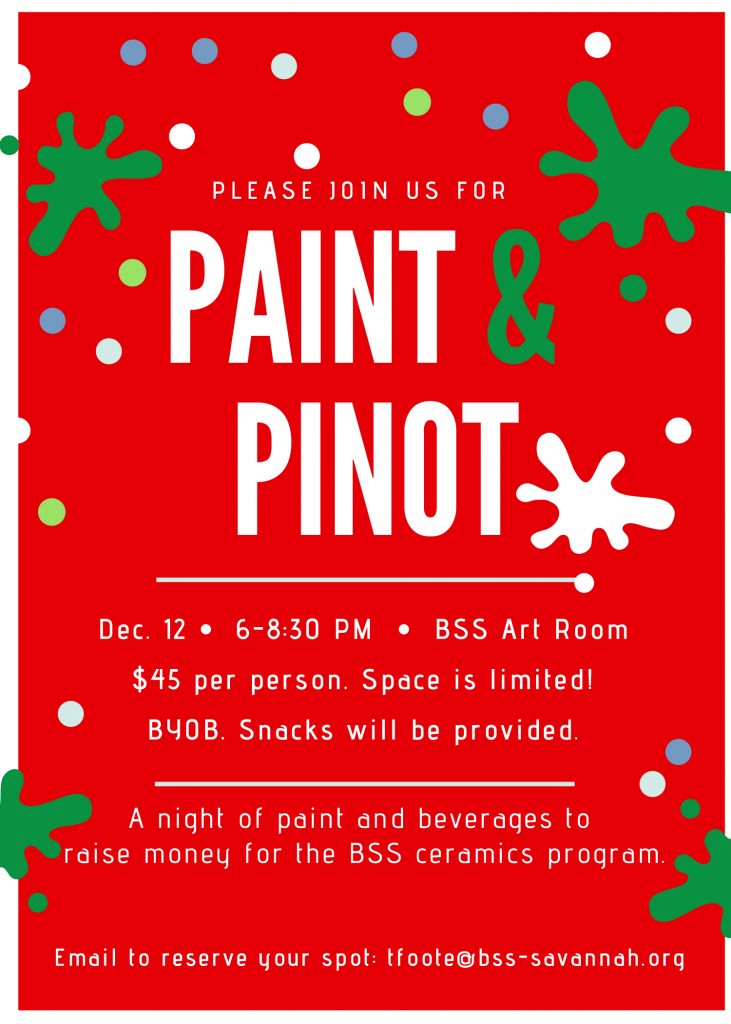 Paint & Pinot RESCHEDULED!  Joint Ms. Foote Dec. 12th for some time to yourself during the holiday season!