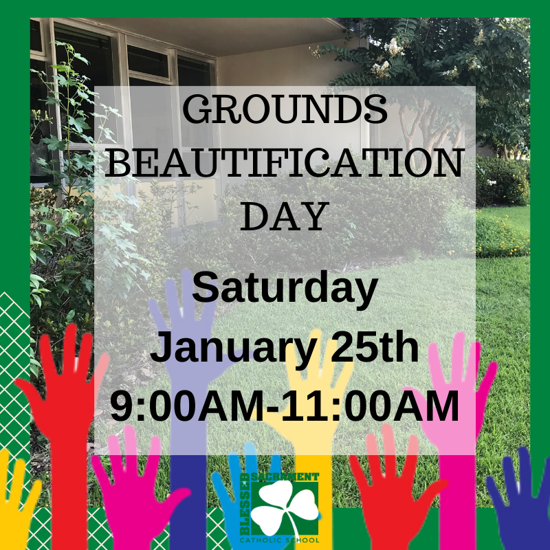 Many hands make light work!  JOIN US as we clean up our campus Saturday, Jan. 25th, 9-11 a.m.