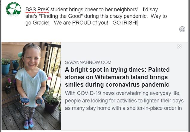 A bright spot in trying times...BEE PreK Student is "finding the good" during the pandemic. 
