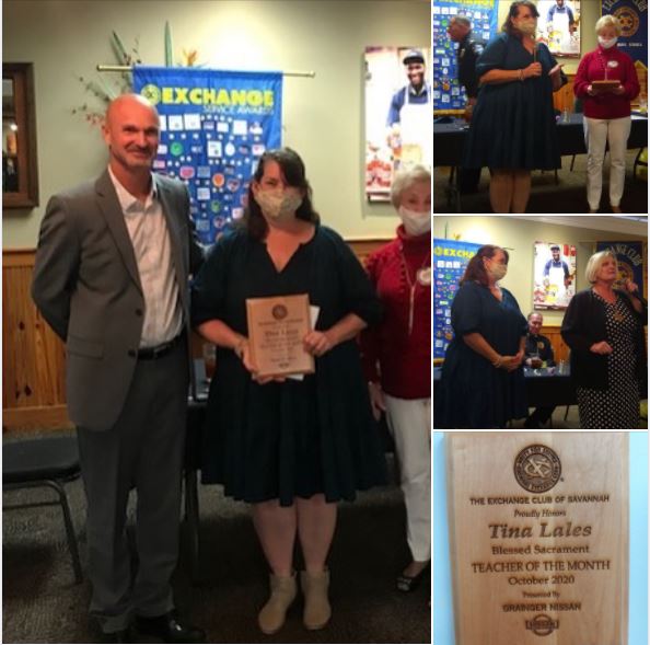 Blessed Sacrament has phenomenal teachers, and nothing makes us more proud then when others recognize how great they are. Yesterday, Miss Tina Lales (Pre-K) was recognized by The Exchange Club of Savannah: Teacher of the Month. We are so proud of you, Miss Tina! #believeinit☘️